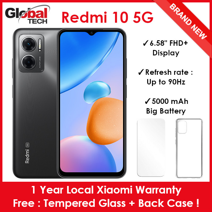 Xiaomi Redmi 10 5G 128GB ROM + 6GB RAM (Global Version) (1 Year Local Xiaomi Warranty) (FREE : TEMPERED GLASS + BACK CASE)